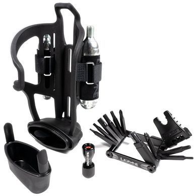 Фляготримач Lezyne TUBELESS FLOW STORAGE LOADED з мультитулом V PRO 17 та головкою СО2 Чорний  4710582 543210