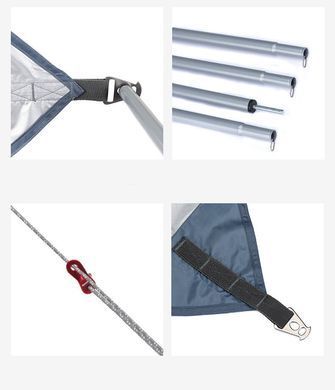 Тент кемпінговий Naturehike NH16T013-S 210T 5.2х4.6м 3.4кг Blue/Grey 6927595777794
