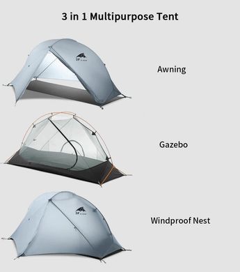 Намет 3F Ul Gear Floating cloud 1 (1-місний) 15D nylon 3 season grey 6970919900736