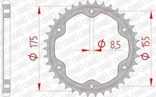 Зірка AFAM 525 Steel Chainwheel - KTM [Black], 38z 71900-38