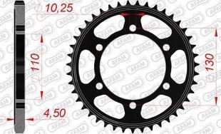 Зірка AFAM Steel Sprocket 525 [Black], 45z 12815-45